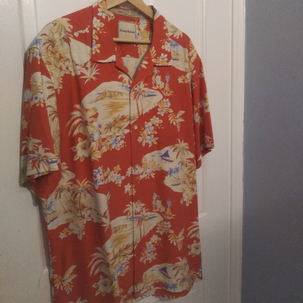 Tommy Bahama Tropical shirt coral salmon color